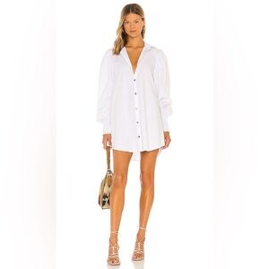 SHOW ME YOUR MUMU Allure Shirt Dress in White Poplin